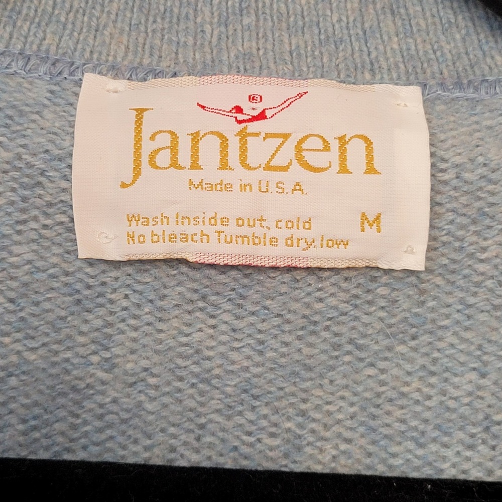Vintage‎ Jantzen Mens Blue Cable Knit Sweater Vest Sz M Grandpa Academia Preppy - Picture 3 of 8